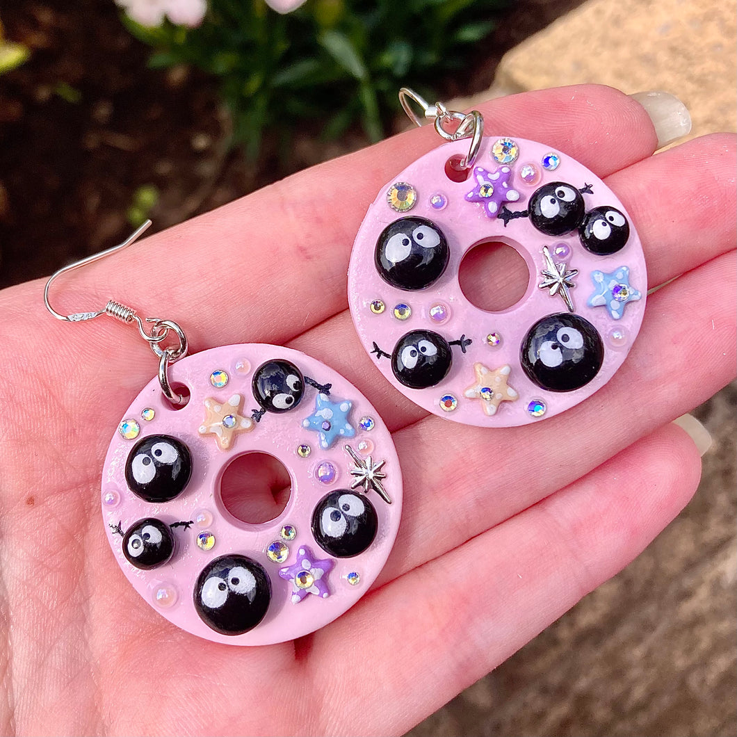 Soot Sprite Spirited Sterling Silver Polymer Clay Earrings