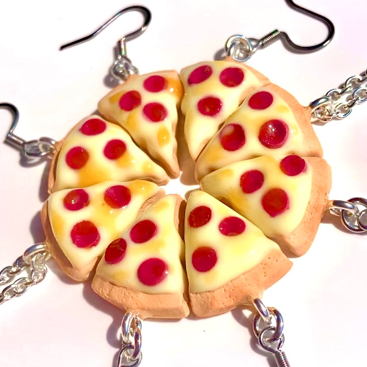 Pizza Slice Polymer Clay Sterling Silver Necklace