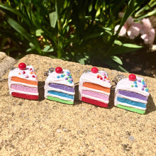 Load image into Gallery viewer, Rainbow Cake Stainless Steel Polymer Clay Earrings
