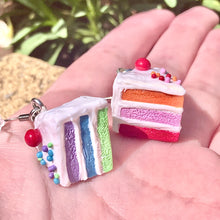 Load image into Gallery viewer, Rainbow Cake Stainless Steel Polymer Clay Earrings
