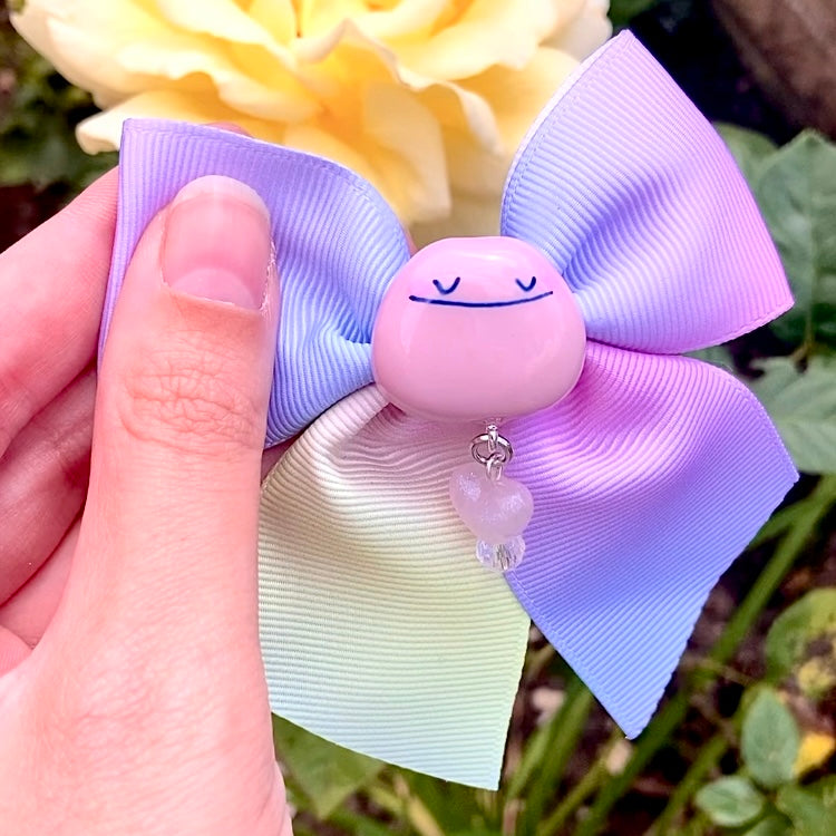 Ditto Pastel Rainbow Polymer ClayPokémon Hair Clip Bow