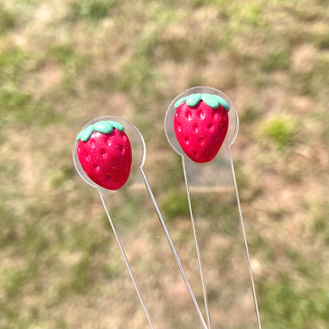 Strawberry Polymer Clay Earrings Studs