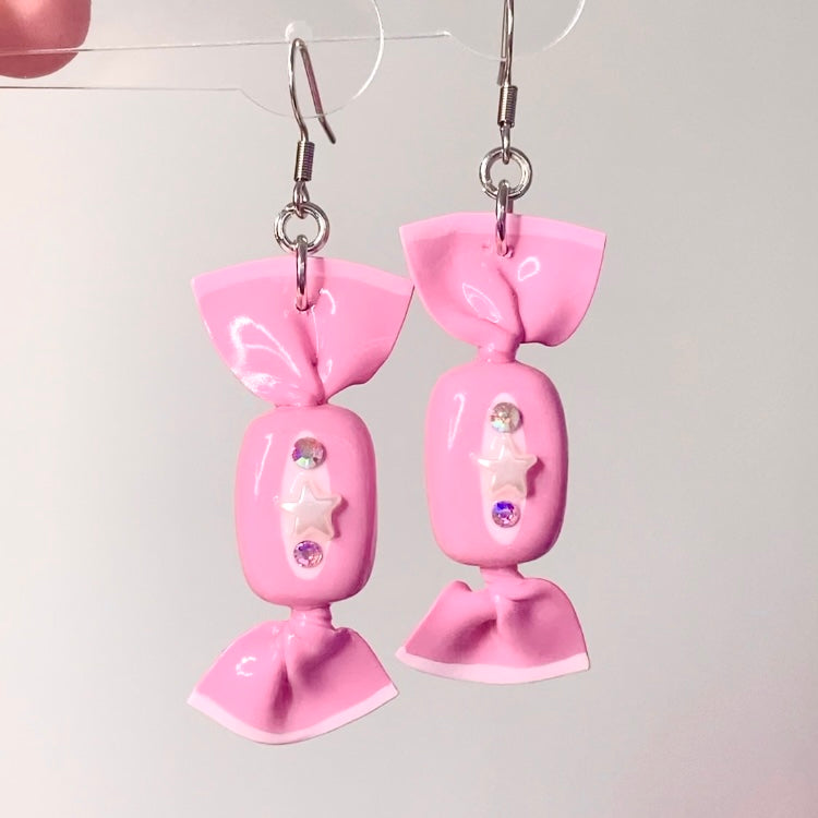 Pink Candy Wrapper Earrings